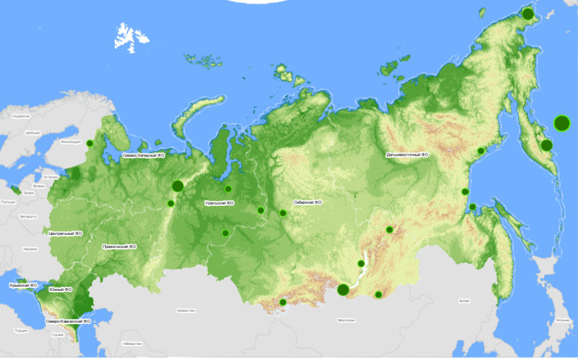 Российские объекты на карте